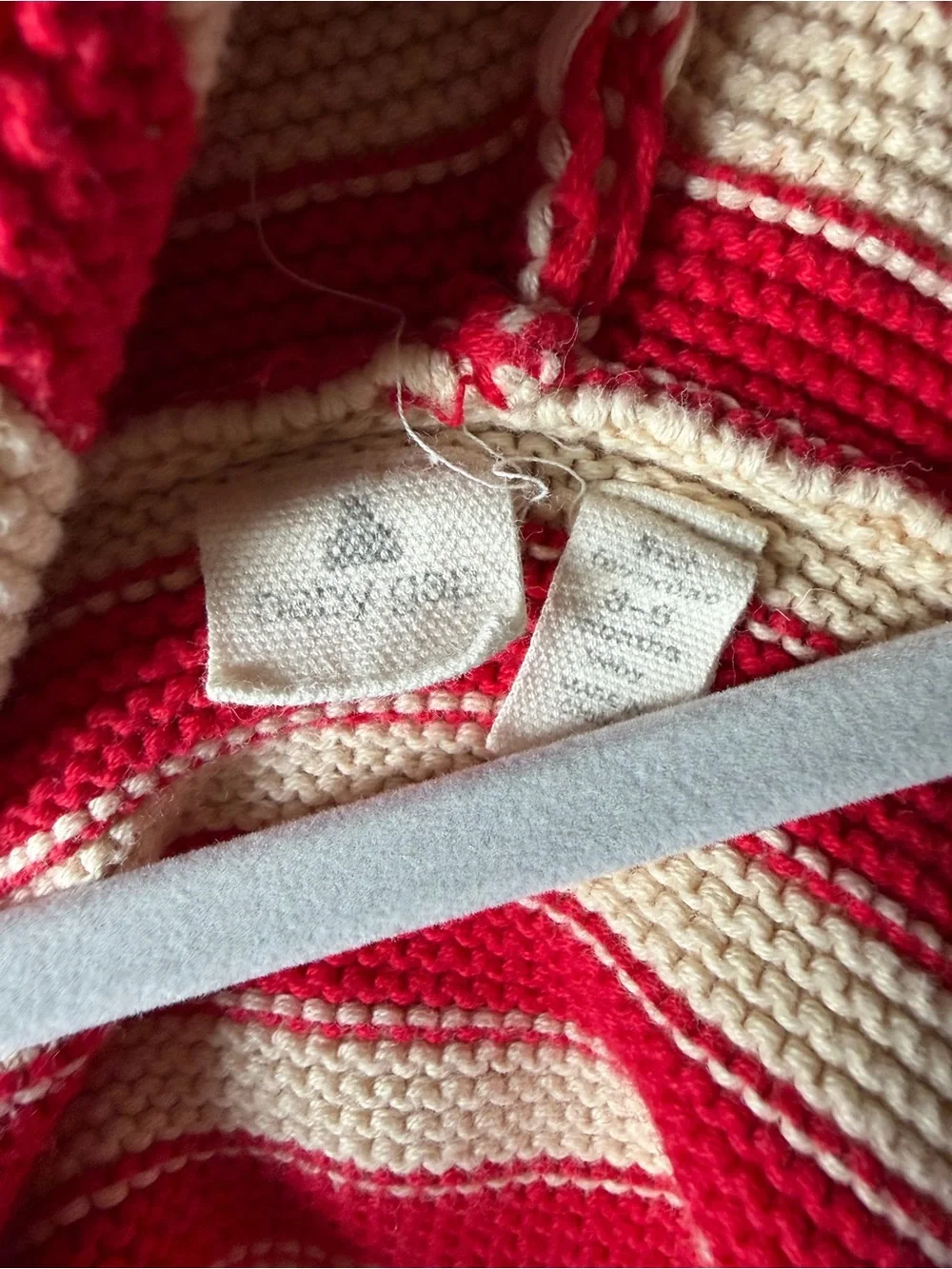 GAP Red and Cream Striped Hooded Knit Jacket with Ears
